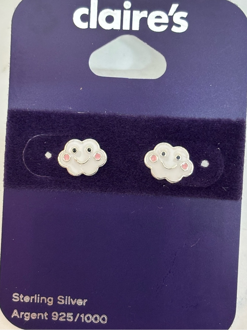 Claire's Sterling Silver Stud Earrings Smiley Face Cloud
